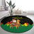 Bolivia Christmas Round Carpet with Santa Claus Llama Andean Outfit and Festive Tree Design - Wonder Print Shop