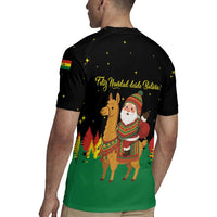 Bolivia Christmas Rugby Jersey with Santa Claus Llama Andean Outfit and Festive Tree Design - Wonder Print Shop