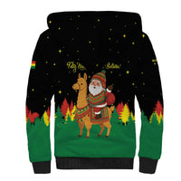 Bolivia Christmas Sherpa Hoodie with Santa Claus Llama Andean Outfit and Festive Tree Design - Wonder Print Shop
