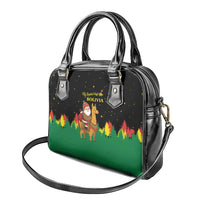 Bolivia Christmas Shoulder Handbag with Santa Claus Llama Andean Outfit and Festive Tree Design - Wonder Print Shop