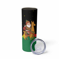 Bolivia Christmas Skinny Tumbler with Santa Claus Llama Andean Outfit and Festive Tree Design - Wonder Print Shop