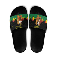 Bolivia Christmas Slide Sandals with Santa Claus Llama Andean Outfit and Festive Tree Design - Wonder Print Shop