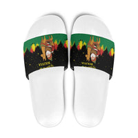 Bolivia Christmas Slide Sandals with Santa Claus Llama Andean Outfit and Festive Tree Design - Wonder Print Shop