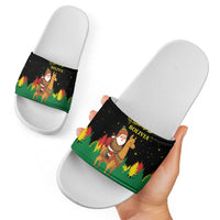 Bolivia Christmas Slide Sandals with Santa Claus Llama Andean Outfit and Festive Tree Design - Wonder Print Shop