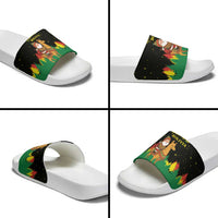 Bolivia Christmas Slide Sandals with Santa Claus Llama Andean Outfit and Festive Tree Design - Wonder Print Shop