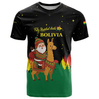 Bolivia Christmas T Shirt with Santa Claus Llama Andean Outfit and Festive Tree Design - Wonder Print Shop