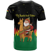 Bolivia Christmas T Shirt with Santa Claus Llama Andean Outfit and Festive Tree Design - Wonder Print Shop