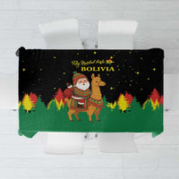 Bolivia Christmas Tablecloth with Santa Claus Llama Andean Outfit and Festive Tree Design - Wonder Print Shop