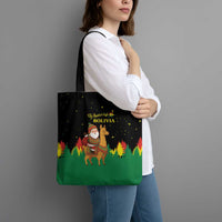 Bolivia Christmas Tote Bag with Santa Claus Llama Andean Outfit and Festive Tree Design - Wonder Print Shop
