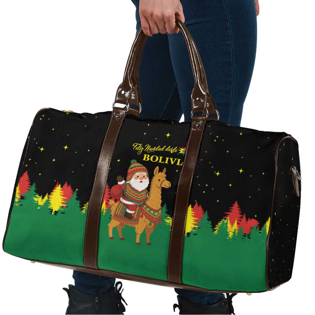 Bolivia Christmas Travel Bag with Santa Claus Llama Andean Outfit and Festive Tree Design - Wonder Print Shop
