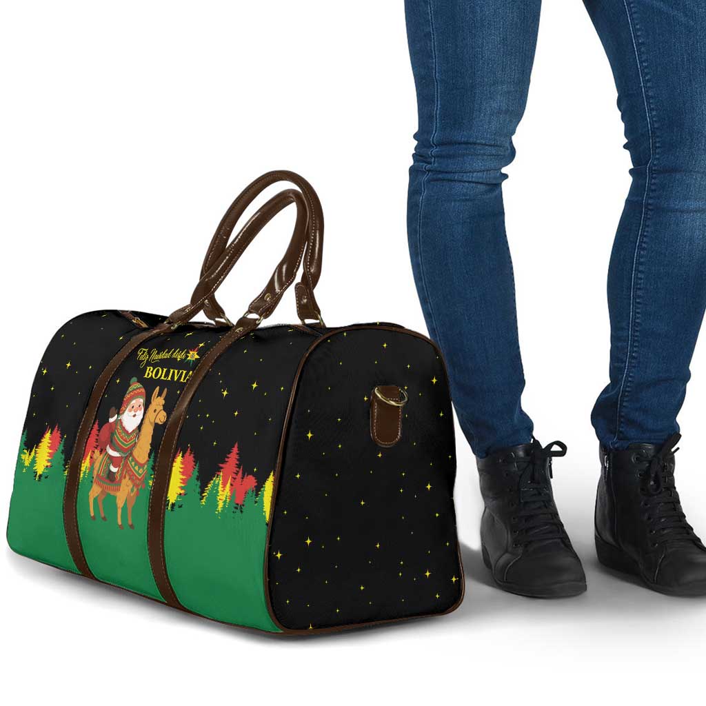 Bolivia Christmas Travel Bag with Santa Claus Llama Andean Outfit and Festive Tree Design - Wonder Print Shop