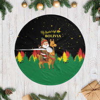 Bolivia Christmas Tree Skirt with Santa Claus Llama Andean Outfit and Festive Tree Design - Wonder Print Shop