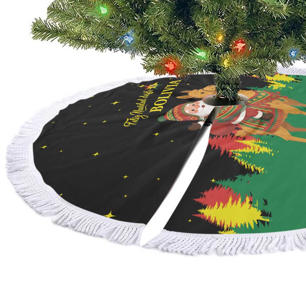 Bolivia Christmas Tree Skirt with Santa Claus Llama Andean Outfit and Festive Tree Design - Wonder Print Shop