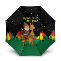 Bolivia Christmas Umbrella with Santa Claus Llama Andean Outfit and Festive Tree Design - Wonder Print Shop