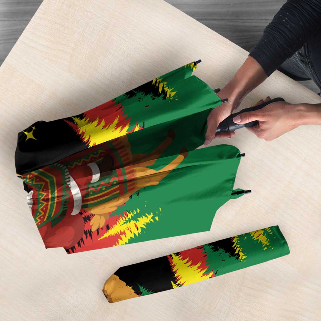 Bolivia Christmas Umbrella with Santa Claus Llama Andean Outfit and Festive Tree Design - Wonder Print Shop