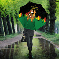 Bolivia Christmas Umbrella with Santa Claus Llama Andean Outfit and Festive Tree Design - Wonder Print Shop