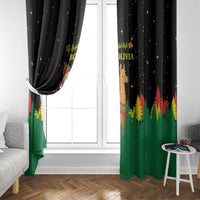 Bolivia Christmas Window Curtain with Santa Claus Llama Andean Outfit and Festive Tree Design - Wonder Print Shop