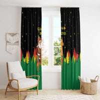 Bolivia Christmas Window Curtain with Santa Claus Llama Andean Outfit and Festive Tree Design - Wonder Print Shop