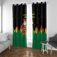Bolivia Christmas Window Curtain with Santa Claus Llama Andean Outfit and Festive Tree Design - Wonder Print Shop