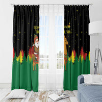 Bolivia Christmas Window Curtain with Santa Claus Llama Andean Outfit and Festive Tree Design - Wonder Print Shop
