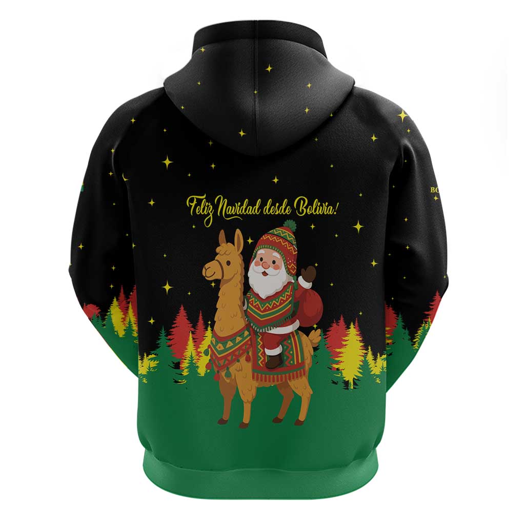 Bolivia Christmas Zip Hoodie with Santa Claus Llama Andean Outfit and Festive Tree Design - Wonder Print Shop