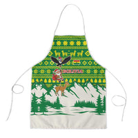 Bolivia Christmas Apron with Santa Claus Andean Deer Condor and Traditional Pattern Design - Wonder Print Shop