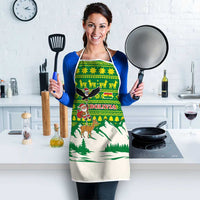 Bolivia Christmas Apron with Santa Claus Andean Deer Condor and Traditional Pattern Design - Wonder Print Shop