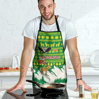 Bolivia Christmas Apron with Santa Claus Andean Deer Condor and Traditional Pattern Design - Wonder Print Shop