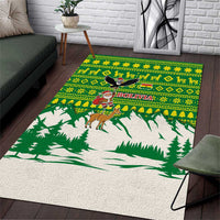 Bolivia Christmas Area Rug with Santa Claus Andean Deer Condor and Traditional Pattern Design - Wonder Print Shop