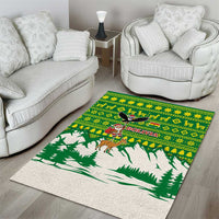 Bolivia Christmas Area Rug with Santa Claus Andean Deer Condor and Traditional Pattern Design - Wonder Print Shop