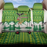 Bolivia Christmas Back Car Seat Cover with Santa Claus Andean Deer Condor and Traditional Pattern Design - Wonder Print Shop