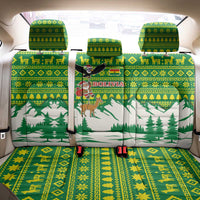 Bolivia Christmas Back Car Seat Cover with Santa Claus Andean Deer Condor and Traditional Pattern Design - Wonder Print Shop