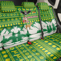 Bolivia Christmas Back Car Seat Cover with Santa Claus Andean Deer Condor and Traditional Pattern Design - Wonder Print Shop