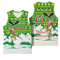 Bolivia Christmas Basketball Jersey with Santa Claus Andean Deer Condor and Traditional Pattern Design - Wonder Print Shop