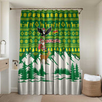 Bolivia Christmas Bathroom Set with Santa Claus Andean Deer Condor and Traditional Pattern Design - Wonder Print Shop