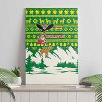 Bolivia Christmas Canvas Wall Art with Santa Claus Andean Deer Condor and Traditional Pattern Design - Wonder Print Shop