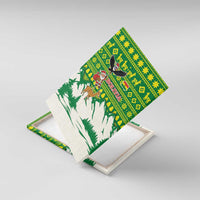 Bolivia Christmas Canvas Wall Art with Santa Claus Andean Deer Condor and Traditional Pattern Design - Wonder Print Shop