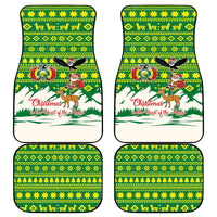 Bolivia Christmas Car Mats with Santa Claus Andean Deer Condor and Traditional Pattern Design - Wonder Print Shop