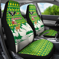 Bolivia Christmas Car Seat Cover with Santa Claus Andean Deer Condor and Traditional Pattern Design - Wonder Print Shop