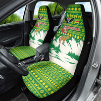Bolivia Christmas Car Seat Cover with Santa Claus Andean Deer Condor and Traditional Pattern Design - Wonder Print Shop