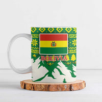 Bolivia Christmas Ceramic Mug with Santa Claus Andean Deer Condor and Traditional Pattern Design - Wonder Print Shop