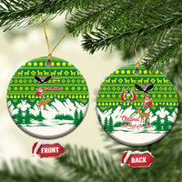 Bolivia Christmas Ceramic Ornament with Santa Claus Andean Deer Condor and Traditional Pattern Design - Wonder Print Shop