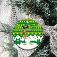 Bolivia Christmas Ceramic Ornament with Santa Claus Andean Deer Condor and Traditional Pattern Design - Wonder Print Shop