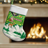 Bolivia Christmas Stocking with Santa Claus Andean Deer Condor and Traditional Pattern Design - Wonder Print Shop