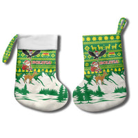 Bolivia Christmas Stocking with Santa Claus Andean Deer Condor and Traditional Pattern Design - Wonder Print Shop