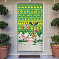 Bolivia Christmas Door Cover with Santa Claus Andean Deer Condor and Traditional Pattern Design - Wonder Print Shop