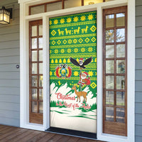 Bolivia Christmas Door Cover with Santa Claus Andean Deer Condor and Traditional Pattern Design - Wonder Print Shop