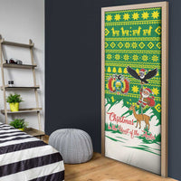 Bolivia Christmas Door Cover with Santa Claus Andean Deer Condor and Traditional Pattern Design - Wonder Print Shop