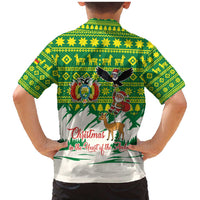 Bolivia Christmas Family Matching Mermaid Dress and Hawaiian Shirt with Santa Claus Andean Deer Condor and Traditional Pattern Design - Wonder Print Shop