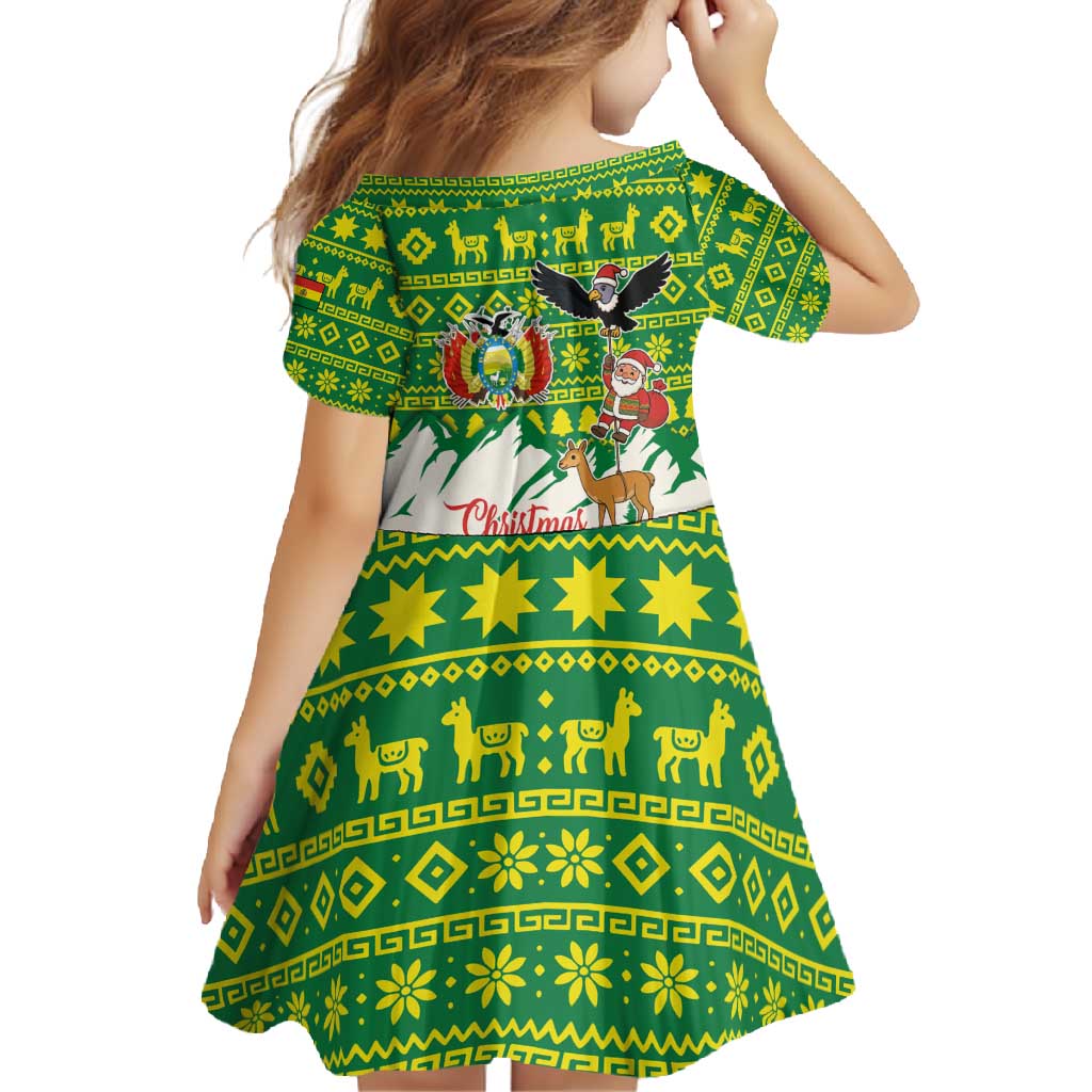 Bolivia Christmas Family Matching Mermaid Dress and Hawaiian Shirt with Santa Claus Andean Deer Condor and Traditional Pattern Design - Wonder Print Shop